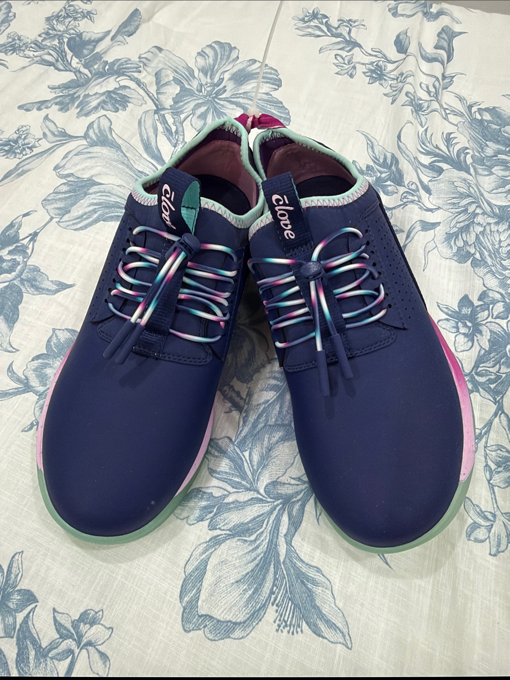 Clove Navy Slip-On Sneakers with Mint & Pink Accents